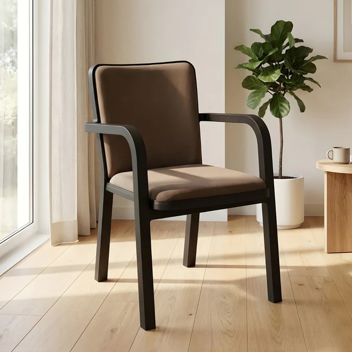 Nilkamal Luxe Full-Back Cushioned Plastic Chair (Season Rust Brown & Dark Beige) 1
