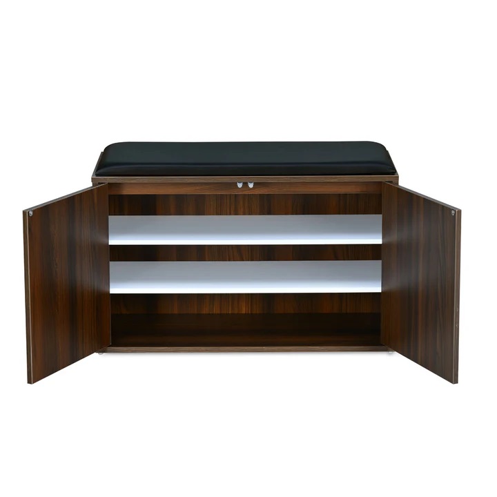 Nilkamal Metro 2 Door Engineered Wood Shoe Cabinet (Walnut) 4