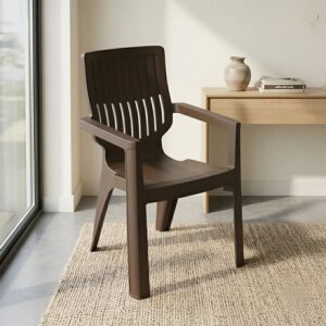 Nilkamal Ortho Comfort Plastic Arm Chair (Season Rust Brown)