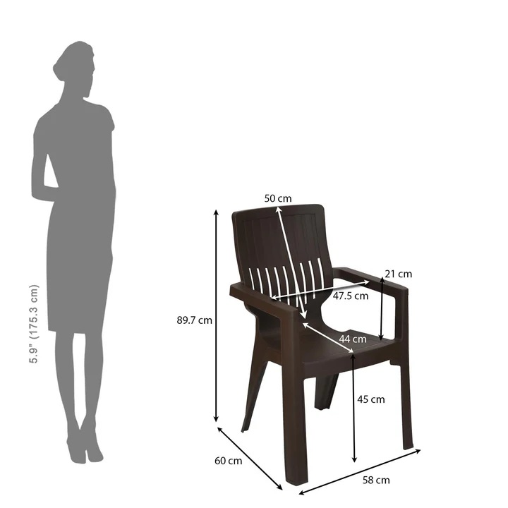 Nilkamal Ortho Comfort Plastic Arm Chair (Season Rust Brown) 4