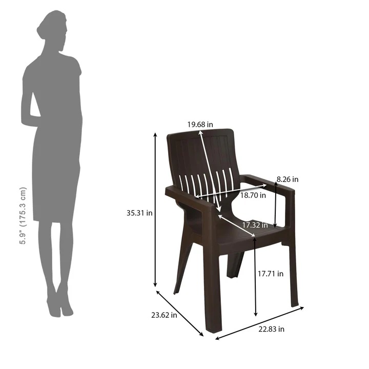 Nilkamal Ortho Comfort Plastic Arm Chair (Season Rust Brown) 5