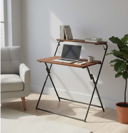 Nilkamal Gilman Foldable Desk (GPGLEGNO OAK) 1