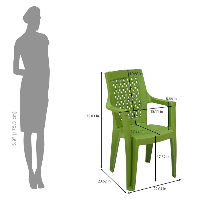 Nilkamal Elevate Plastic Arm Chair (Lush Green) 10