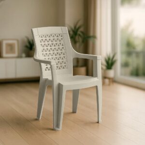 Nilkamal Elevate Plastic Arm Chair (Marble Cream)