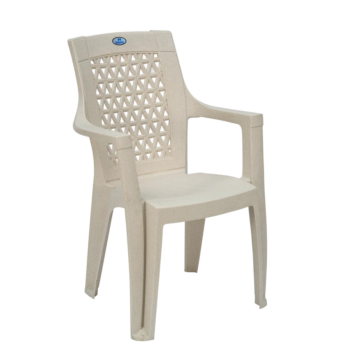 Nilkamal Elevate Plastic Arm Chair (Marble Cream) 2