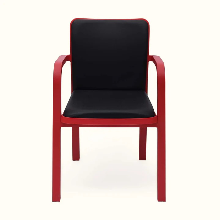 Nilkamal Luxe Full-Back Cushioned Plastic Chair (Bright Red & Black) 2