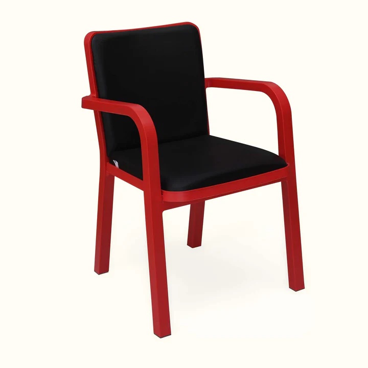 Nilkamal Luxe Full-Back Cushioned Plastic Chair (Bright Red & Black) 3