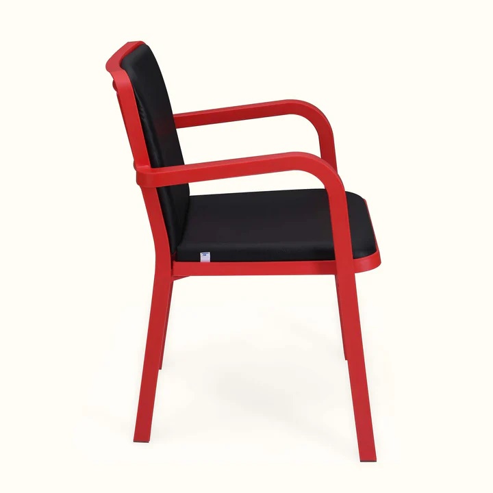 Nilkamal Luxe Full-Back Cushioned Plastic Chair (Bright Red & Black) 4