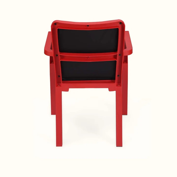 Nilkamal Luxe Full-Back Cushioned Plastic Chair (Bright Red & Black) 6