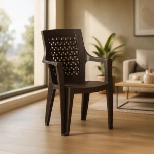 Nilkamal Elevate Plastic Arm Chair (Season Rust Brown)