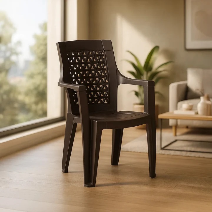 Nilkamal Elevate Plastic Arm Chair (Season Rust Brown) 1