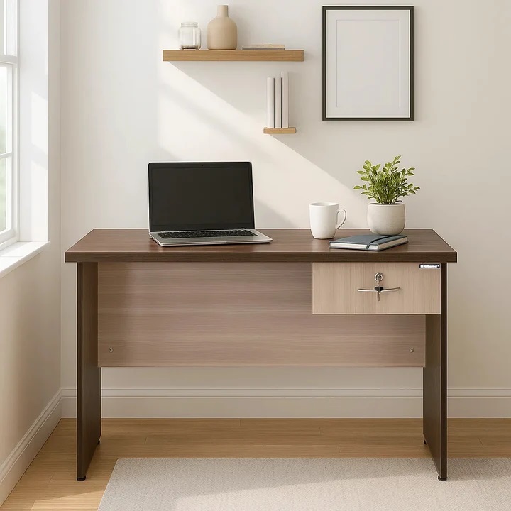 Nilkamal Enzo Office 4 ft Table (Brown & Cloud Ash) 1