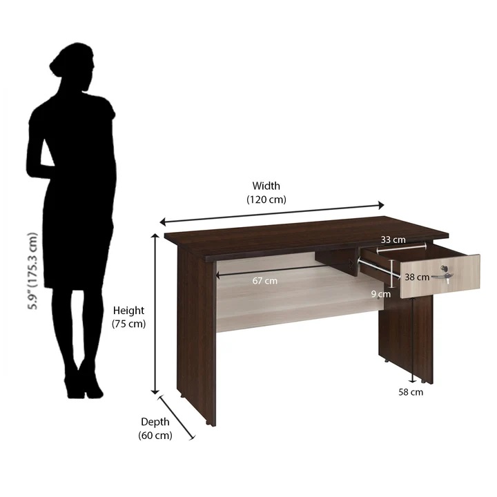 Nilkamal Enzo Office 4 ft Table (Brown & Cloud Ash) 10