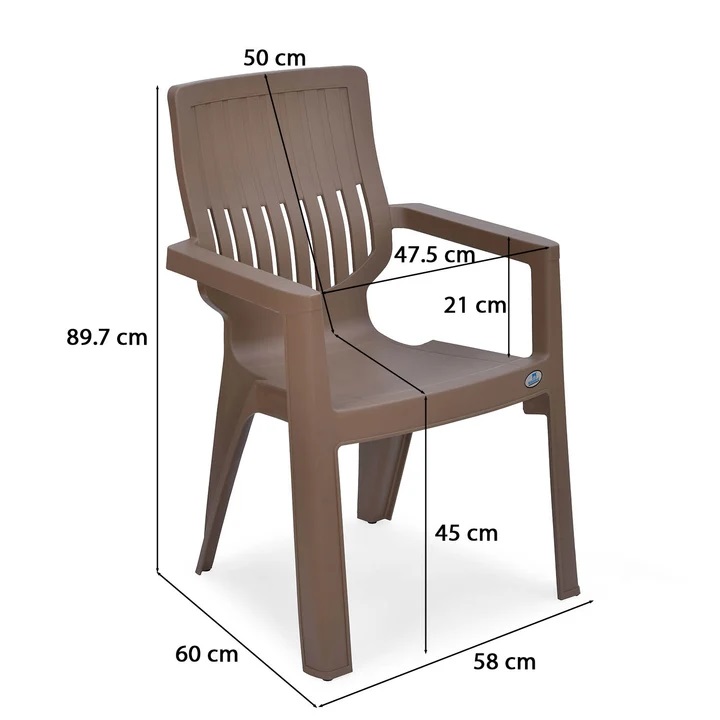 Nilkamal Ortho Comfort Plastic Arm Chair (Rattan Dark Beige) 7