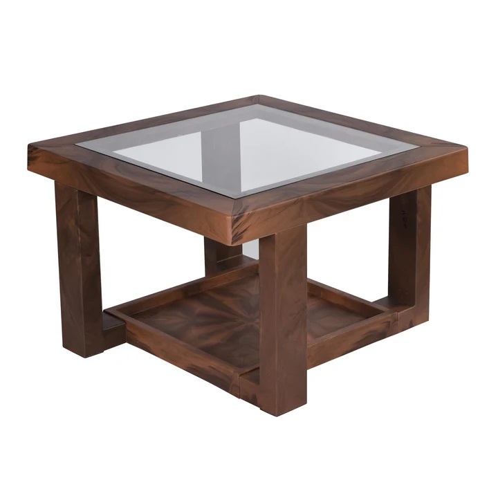 Nilkamal Winny Glass Top Center Table (Walnut) 4