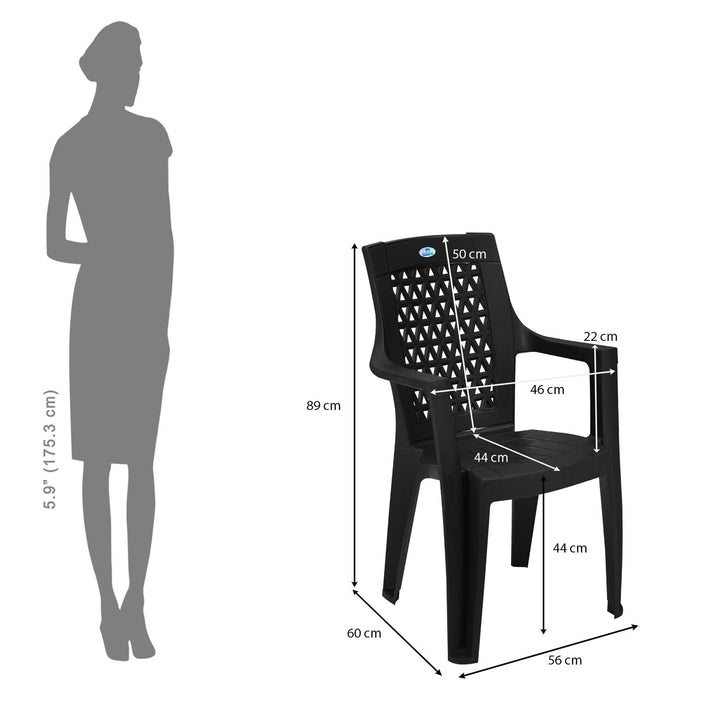 Nilkamal Elevate Plastic Arm Chair (Iron Black) 9